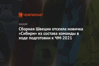 Сборная Швеции отсеяла новичка «Сибири» из состава команды в ходе подготовки к ЧМ-2021