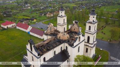 ФОТОФАКТ: Ликвидация последствий пожара в Костеле Вознесения Пресвятой Девы Марии в Будславе