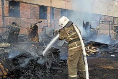 Сильный пожар возле склада дровяной компании тушили в Екатеринбурге