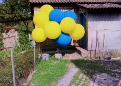 Во двор жительницы Луганщины залетел подозрительный коробок на воздушных шарах