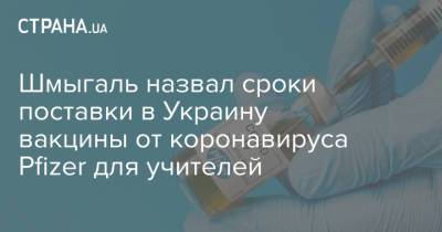 Шмыгаль назвал сроки поставки в Украину вакцины от коронавируса Pfizer для учителей