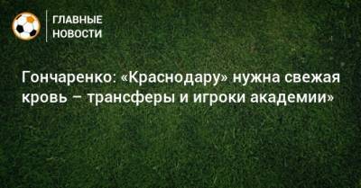 Гончаренко: «Краснодару» нужна свежая кровь – трансферы и игроки академии»