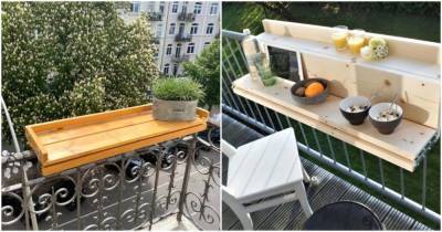 Подвесные балконные столики: 22 удивительных варианта для крохотных балконов