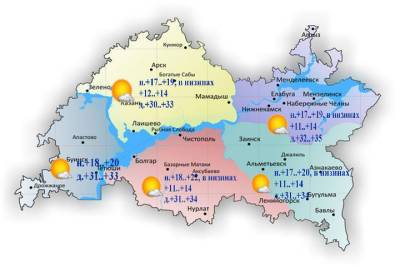 Воздух в Татарстане 17 мая прогреется до + 35 градусов