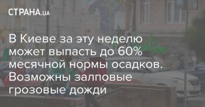 В Киеве за эту неделю может выпасть до 60% месячной нормы осадков. Возможны залповые грозовые дожди