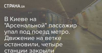 В Киеве на "Арсенальной" пассажир упал под поезд метро. Движение на ветке остановили, четыре станции закрыли