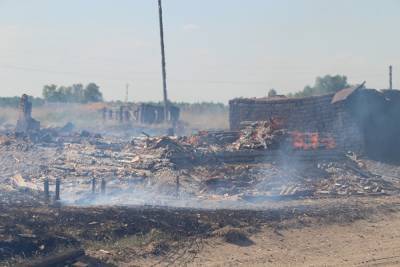 В курганской деревне меньше, чем за час сгорели дотла три дома