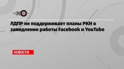 ЛДПР не поддерживает планы РКН о замедлении работы Facebook и YouTube