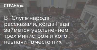 В "Слуге народа" рассказали, когда Рада займется увольнением трех министром и кого назначит вместо них