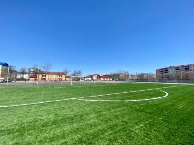 Строительство стадиона в Поронайске завершат до конца июня