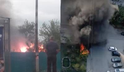 В Тюмени 18 мая около детского сада Брусничка произошел пожар