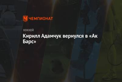 Кирилл Адамчук вернулся в «Ак Барс»