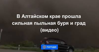 В Алтайском крае прошла сильная пыльная буря и град (видео)
