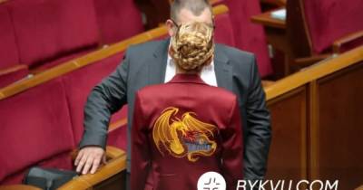 Нардеп Скороход пришла в Раду в пиджаке с драконом, который сжигает парламент (фото)