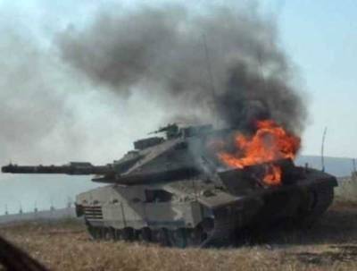 Российский ПТУР сжег израильский танк «Меркава»