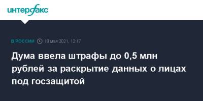 Дума ввела штрафы до 0,5 млн рублей за раскрытие данных о лицах под госзащитой