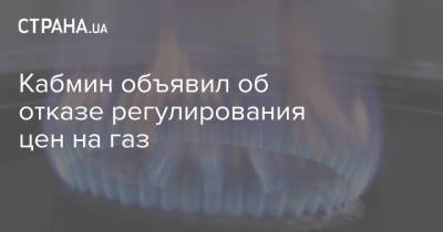 Кабмин объявил об отказе регулирования цен на газ