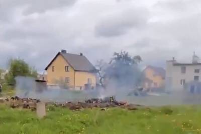 Появилось видео с места крушения самолета в Белоруссии, летчики которого погибли