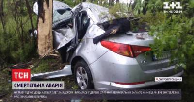 Авто превратился в смятую банку: в Днепропетровской области водитель со скользкой дороги влетел в дерево