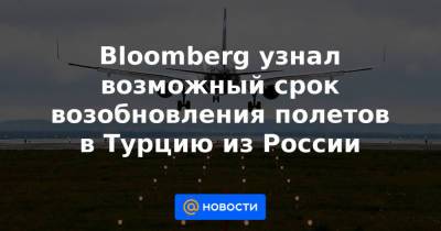 Bloomberg узнал возможный срок возобновления полетов в Турцию из России