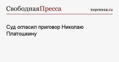 Суд огласил приговор Николаю Платошкину
