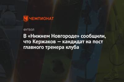 В «Нижнем Новгороде» сообщили, что Кержаков — кандидат на пост главного тренера клуба