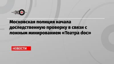Московская полиция начала доследственную проверку в связи с ложным минированием «Театра doc»