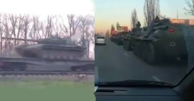 Танки, БТРы и бензовозы: РФ продолжает стягивать технику к границам Украины (видео)