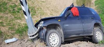 Водитель уснул за рулем и врезался в столб на трассе в Карелии