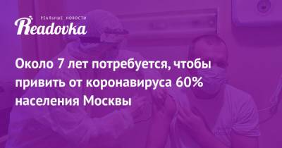 Около 7 лет потребуется, чтобы привить от коронавируса 60% населения Москвы