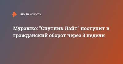 Мурашко: "Спутник Лайт" поступит в гражданский оборот через 3 недели