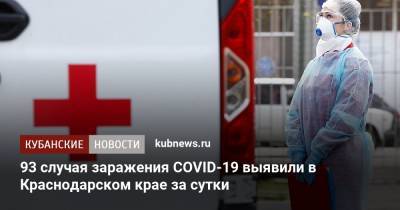 93 случая заражения COVID-19 выявили в Краснодарском крае за сутки