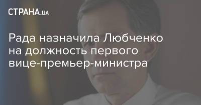 Рада назначила Любченко на должность первого вице-премьер-министра
