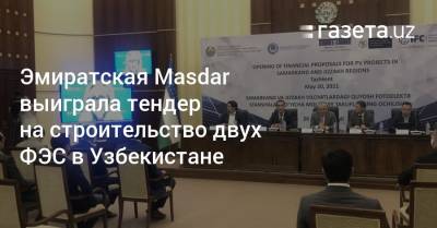 Эмиратская Masdar выиграла тендер на строительство двух ФЭС в Узбекистане