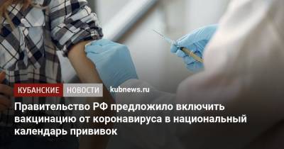 Правительство РФ предложило включить вакцинацию от коронавируса в национальный календарь прививок