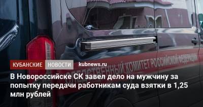 В Новороссийске СК завел дело на мужчину за попытку передачи работникам суда взятки в 1,25 млн рублей