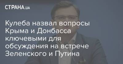 Кулеба назвал вопросы Крыма и Донбасса ключевыми для обсуждения на встрече Зеленского и Путина