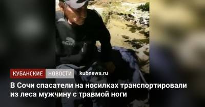 В Сочи спасатели на носилках транспортировали из леса мужчину с травмой ноги