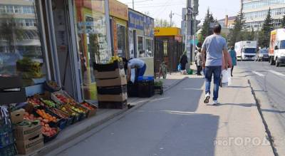 В Чебоксарах овощи и фрукты продают прямо на тротуаре возле дороги