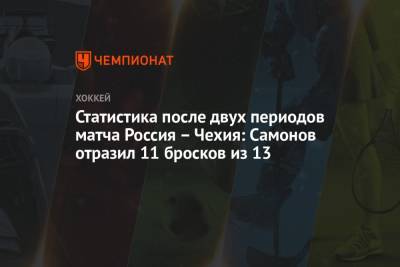 Статистика после двух периодов матча Россия – Чехия: Самонов отразил 11 бросков из 13