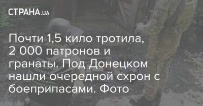 Почти 1,5 кило тротила, 2 000 патронов и гранаты. Под Донецком нашли очередной схрон с боеприпасами. Фото