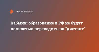 Кабмин: образование в РФ не будут полностью переводить на "дистант"