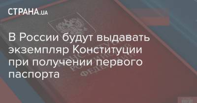 В России будут выдавать экземпляр Конституции при получении первого паспорта