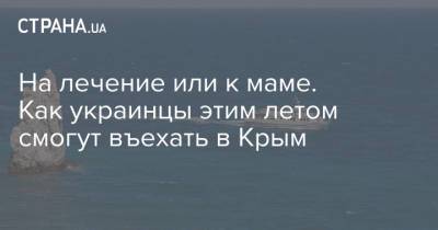 На лечение или к маме. Как украинцы этим летом смогут въехать в Крым - strana.ua - Крым