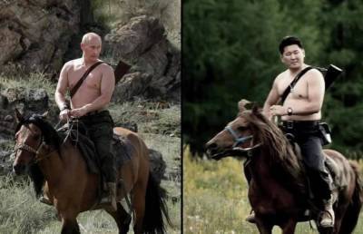 Кандидат в президенты Монголии использует для пиара сюжеты известных снимков Путина (подборка фото)