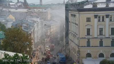 Движение перекрыли в центре Москвы из-за пожара
