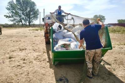 В Астрахани с пляжа Ассадулаево вывезли 250 мешков мусора