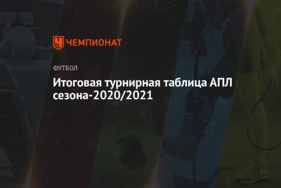 Итоговая турнирная таблица АПЛ сезона-2020/2021