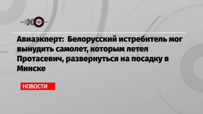 Авиаэкперт: Белорусский истребитель мог вынудить самолет, которым летел Протасевич, развернуться на посадку в Минске