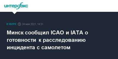 Минск сообщил ICAO и IATA о готовности к расследованию инцидента с самолетом